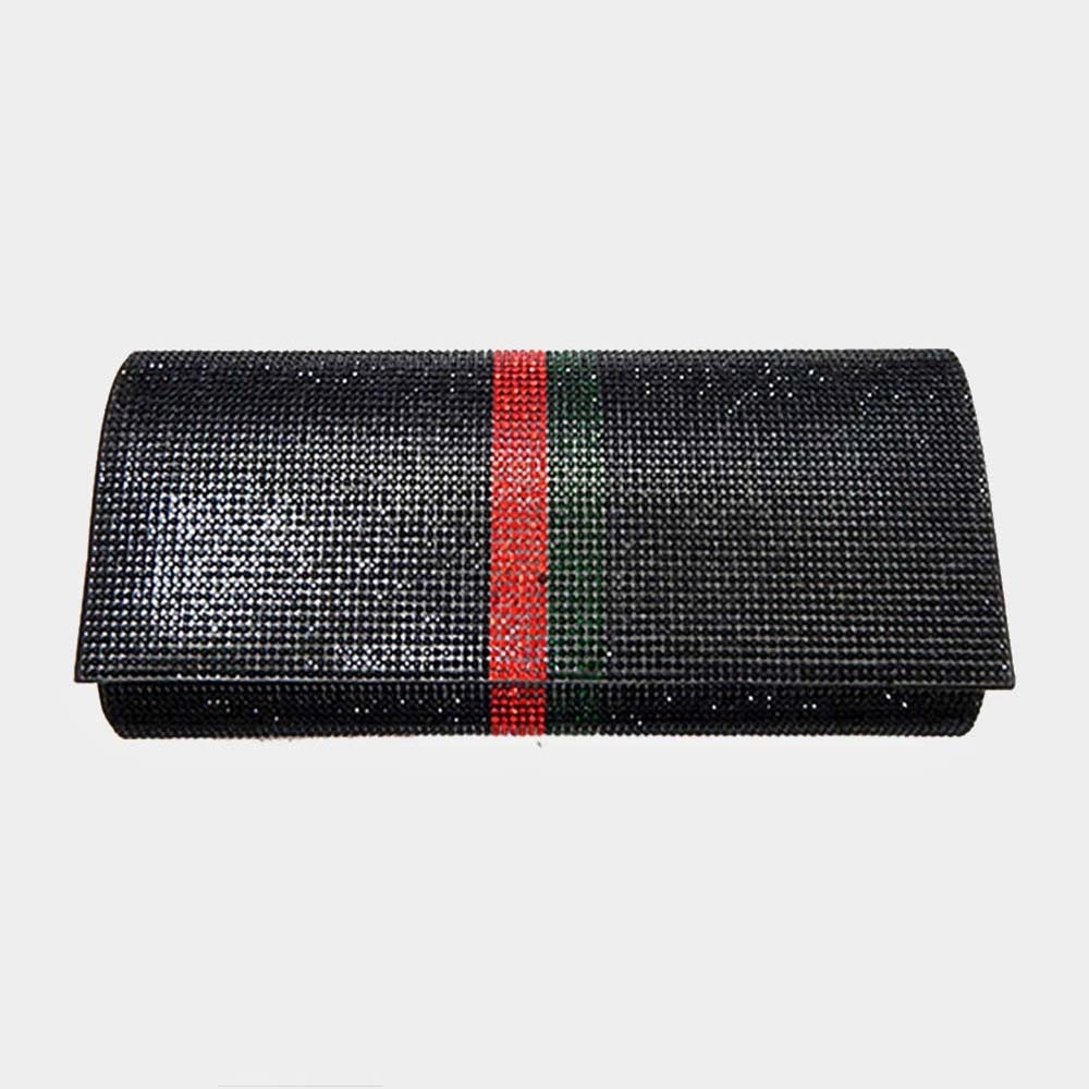 Black Clutch with Red and Green Stripe - Picture 1 of 3